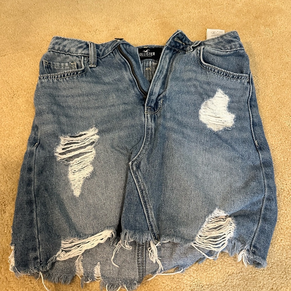 Hollister Blue Ripped Denim Shorts